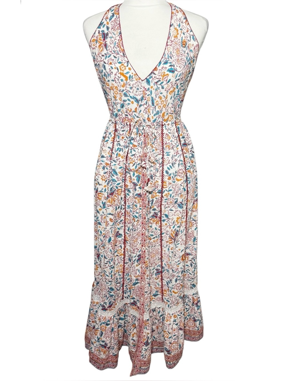 Poupette St Barth Carine Maxi Dress in Red Menton Size Medium